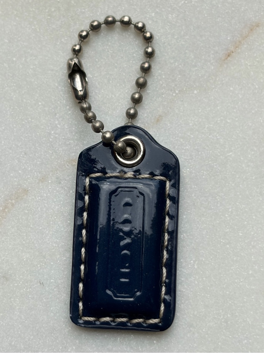Coach Hangtag Navy Blue Patent Nickel Replacement